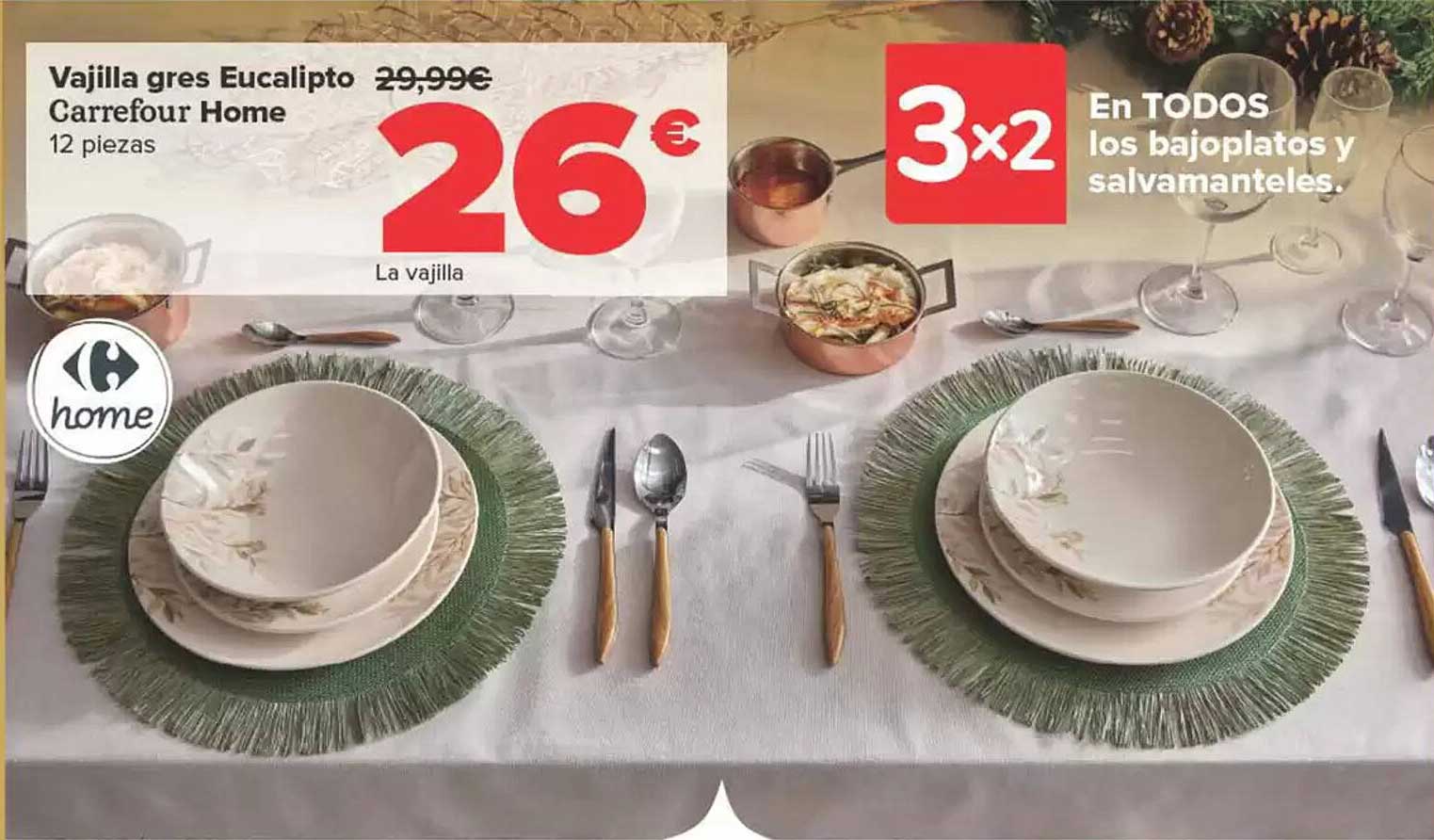 Vajilla gres Eucalipto Carrefour Home