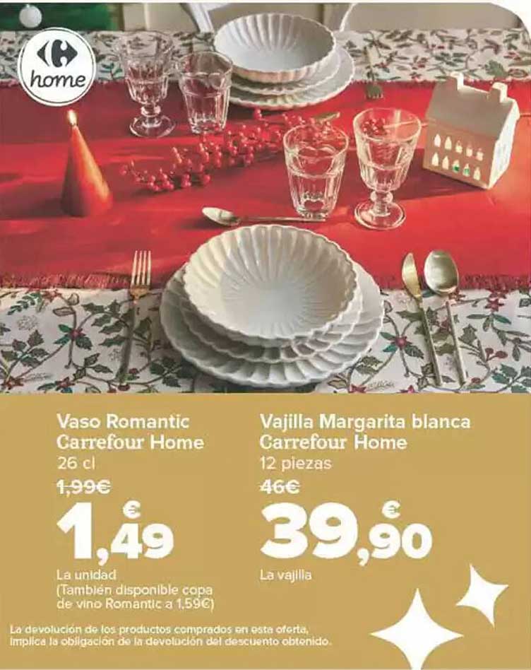 Vajilla Margarita blanca Carrefour Home