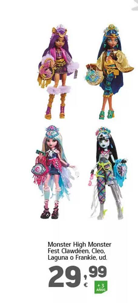 Monster High Monster Fest Clawdeen, Cleo, Laguna o Frankie, ud.