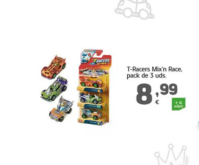 T-Racers Mix'n Race, pack de 3 uds.