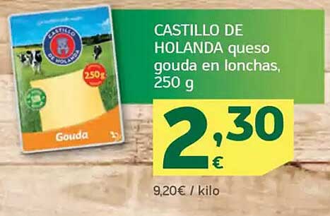 CASTILLO DE HOLANDA queso gouda en lonchas, 250 g