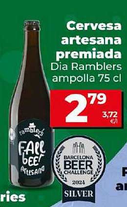 Cerveza artesana premiada Dia Ramblers ampolla 75 cl