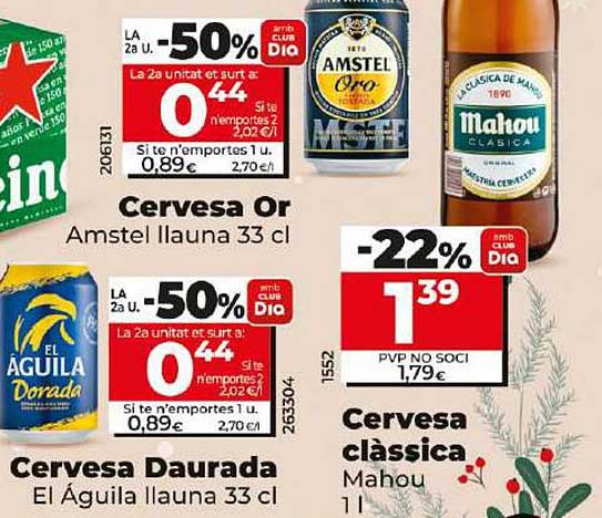 Cerveza Or  
Cerveza Daurada  
Cerveza clàssica Mahou  