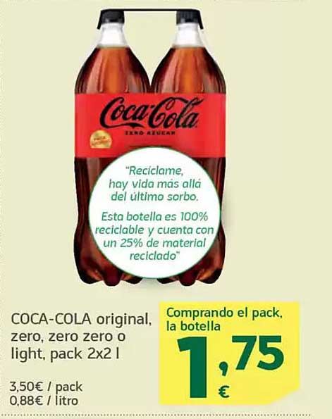 COCA-COLA original, zero, zero zero o light, pack 2x2 l