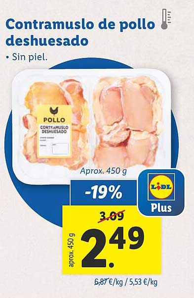 Contramuslo de pollo deshuesado