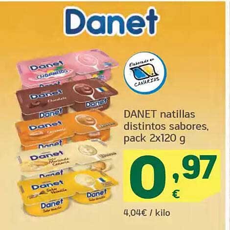 DANET natillas distintos sabores, pack 2x120 g