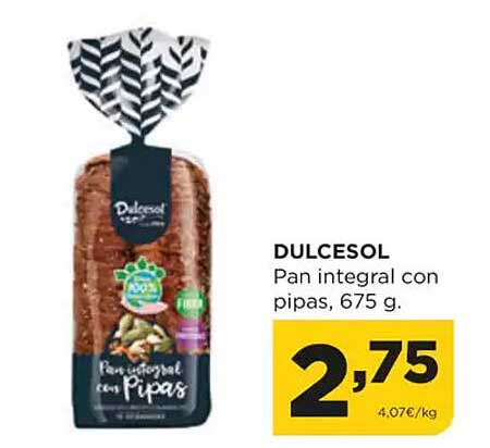 DULCESOL Pan integral con pipas