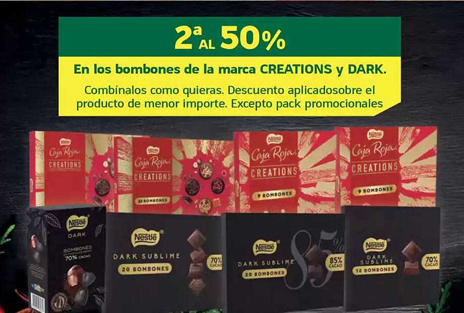 En los bombones de la marca CREATIONS y DARK.