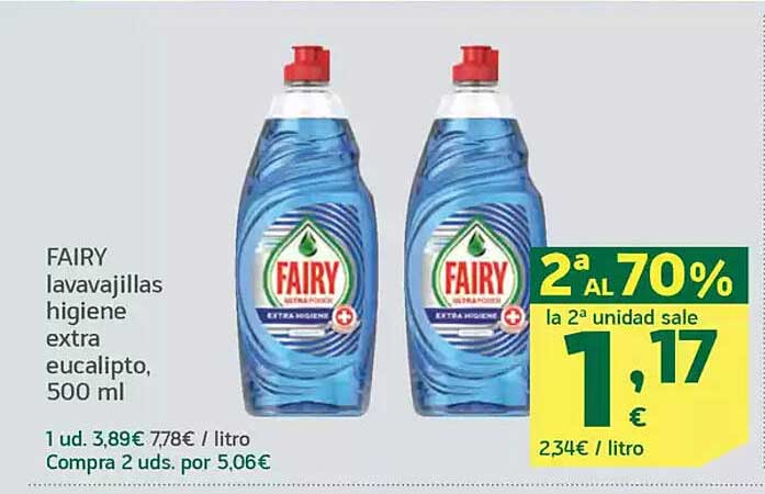 FAIRY lavavajillas higiene extra eucalipto, 500 ml