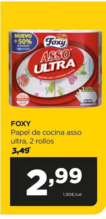 Foxy Papel de cocina asso ultra, 2 rollos