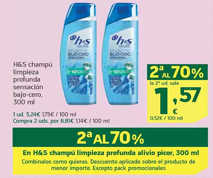 H&S champú limpieza profunda sensación bajo-cero, 300 ml