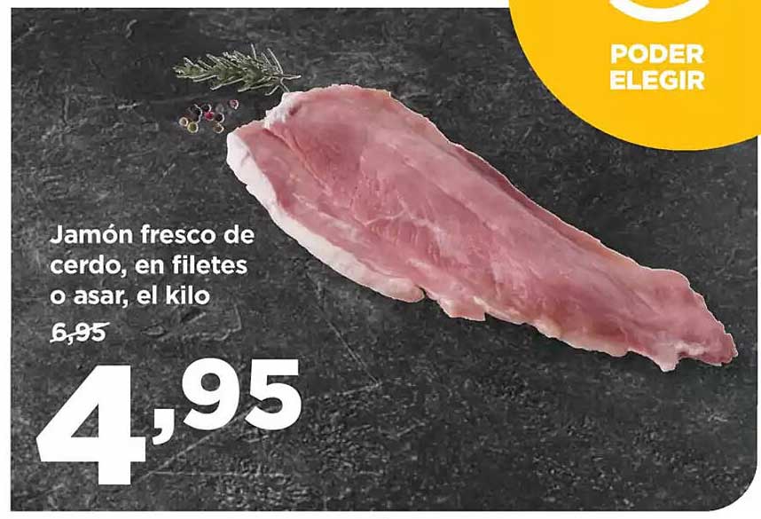 Jamón fresco de cerdo, en filetes o asar, el kilo