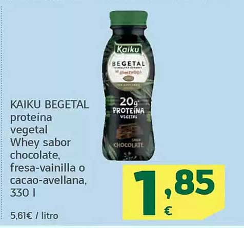 KAIKU BEGETAL proteína vegetal Whey sabor chocolate, fresa-vainilla o cacao-avellana