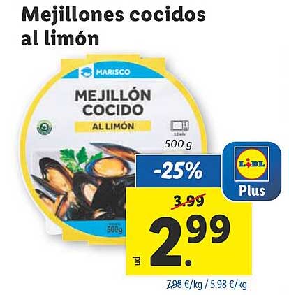 Mejillones cocidos al limón