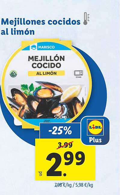 Mejillones cocidos al limón