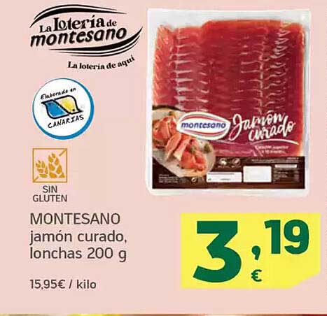 MONTESANO jamón curado, lonchas 200 g