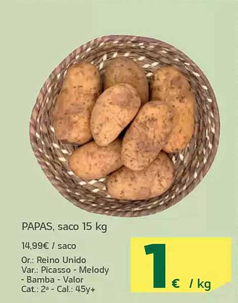 PAPAS, saco 15 kg