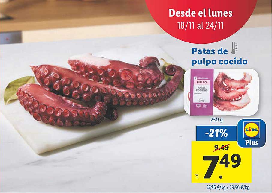 Patas de pulpo cocido