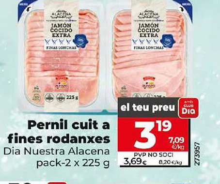 Pernil cuit a fines rodanxes Dia Nuestra Alacena pack-2 x 225 g