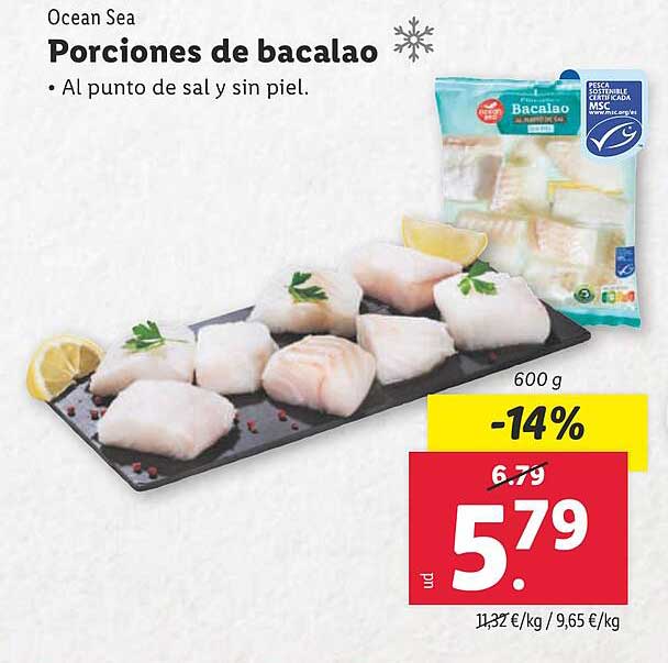 Porciones de bacalao