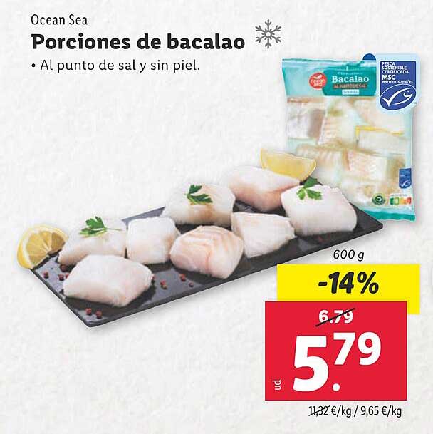 Porciones de bacalao