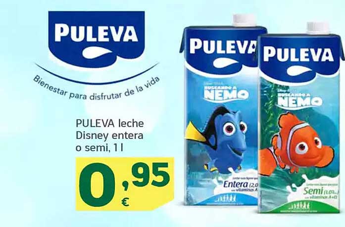 PULEVA leche Disney entera o semi, 1l