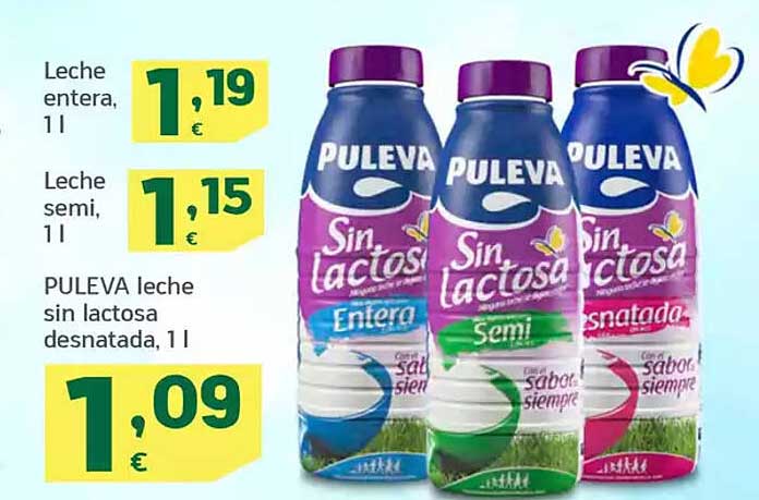 PULEVA leche sin lactosa desnatada, 1 l