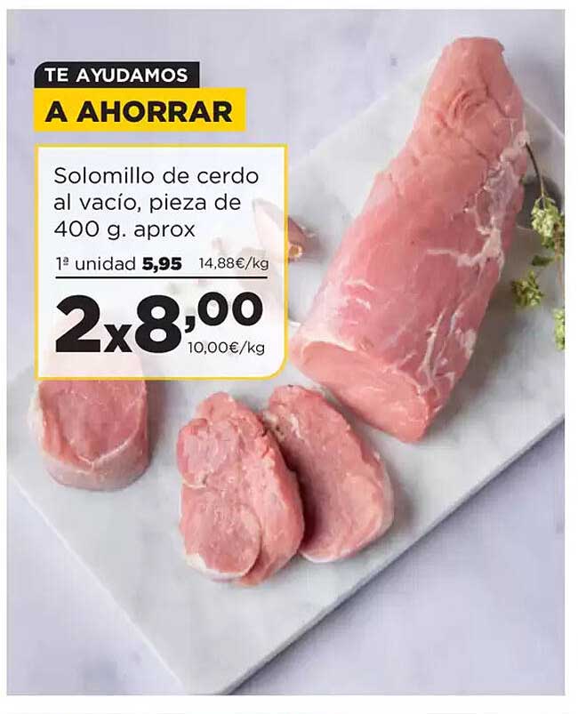 Solomillo de cerdo al vacío, pieza de 400 g. aprox