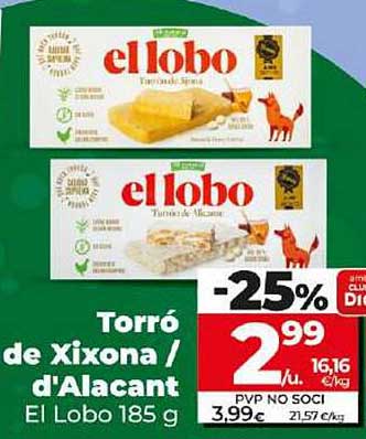 Torró de Xixona / d'Alacant El Lobo 185 g