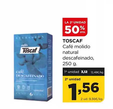 TOSCAF Café molido natural descafeinado