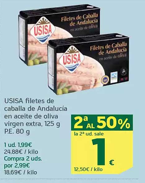 USISA filetes de caballa de Andalucía en aceite de oliva virgen extra