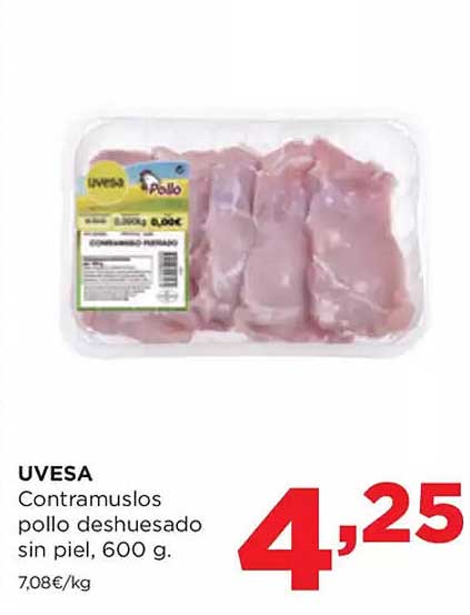 UVESA Contramuslos pollo deshuesado sin piel