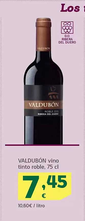 VALDUBÓN vino tinto roble, 75 cl