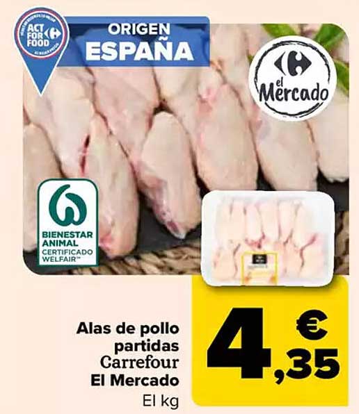 Alas de pollo partidas Carrefour El Mercado