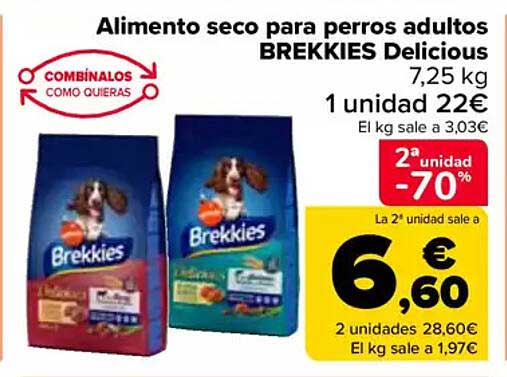 Alimento seco para perros adultos BREKKIES Delicious