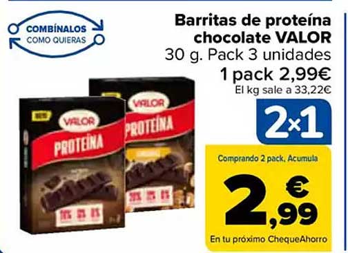 Barritas de proteína chocolate VALOR