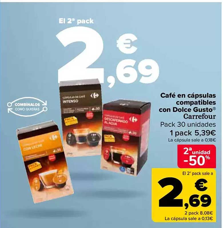 Café en cápsulas compatibles con Dolce Gusto® Carrefour