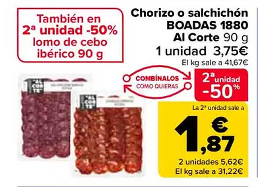 Chorizo o salchichón BOADAS 1880 Al Corte 90 g