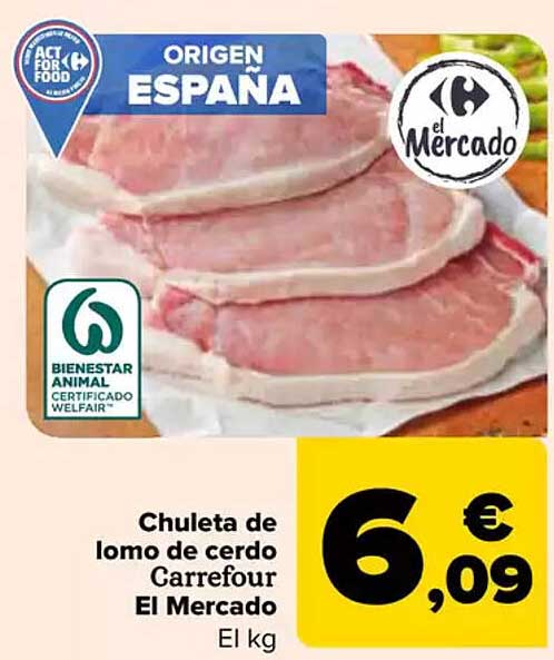 Chuleta de lomo de cerdo Carrefour El Mercado