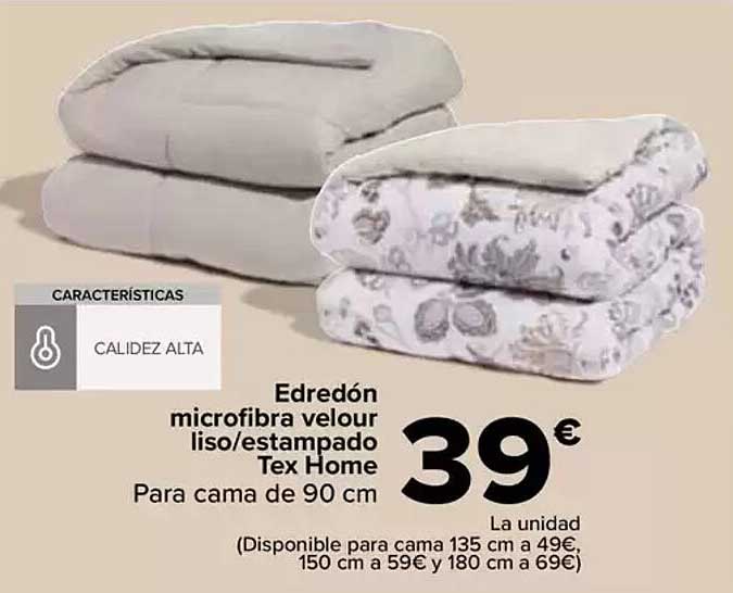 Edredón microfibra velour liso/estampado Tex Home