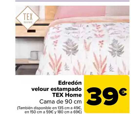 Edredón velour estampado TEX Home Cama de 90 cm