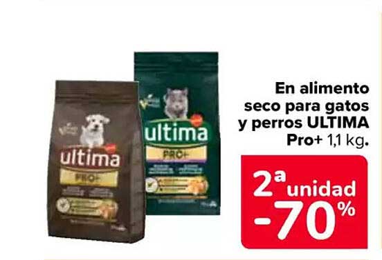 En alimento seco para gatos y perros ULTIMA Pro+ 1,1 kg.