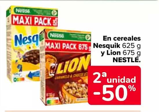 En cereales Nesquik y Lion NESTLÉ.