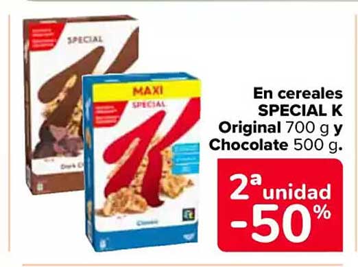 En cereales SPECIAL K Original y Chocolate