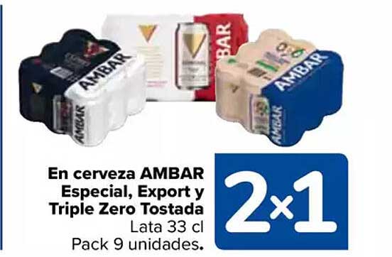 En cerveza AMBAR Especial, Export y Triple Zero Tostada