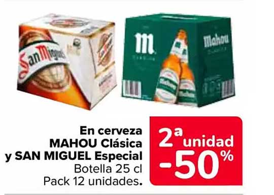 En cerveza MAHOU Clásica y SAN MIGUEL Especial