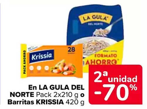 En LA GULA DEL NORTE Pack 2x210 g o Barritas KRISSIA 420 g