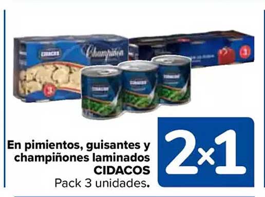 En pimientos, guisantes y champiñones laminados CIDACOS