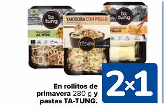 En rollitos de primavera 280 g y pastas TA-TUNG.