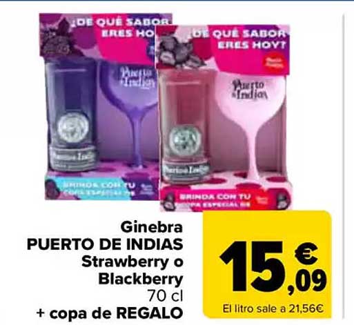 Ginebra PUERTO DE INDIAS Strawberry o Blackberry